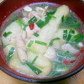 いしる汁/鶏もも油揚げピリ辛